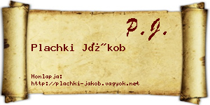 Plachki Jákob névjegykártya